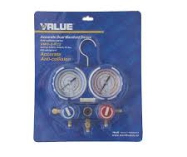 Manometar 2/2 r22 134a 404a 407c VALUE VMG-2-R22-03 F80  Freonska skala R404A / R407C / R134a / R22 promer manometara fi 80 mm Pritisak razmera: LP -1 ÷ 24 kg / cm 2 (bar) Pritisak skala: HP -1 ÷ 30 kg / cm 2 (bar)