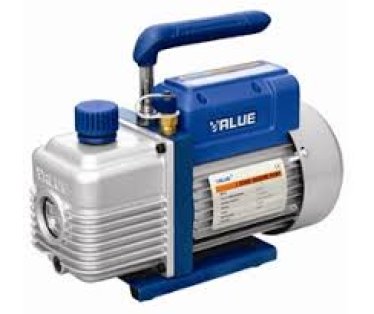 Vakum pumpa VALUE VH-115N ( 42l/min ) JEDNOSTEPENA  Napon: 220/50-60 Hz Zapremina: 1,5CFM (42 lit/min.) Kraj vakuum: 150 mikrona Snaga motora: 1,5 HP Priključak: 1/4 SAE Punjenje ulja: 150 ml Dimenzije: 255x105x202 mm Tezina 4kg